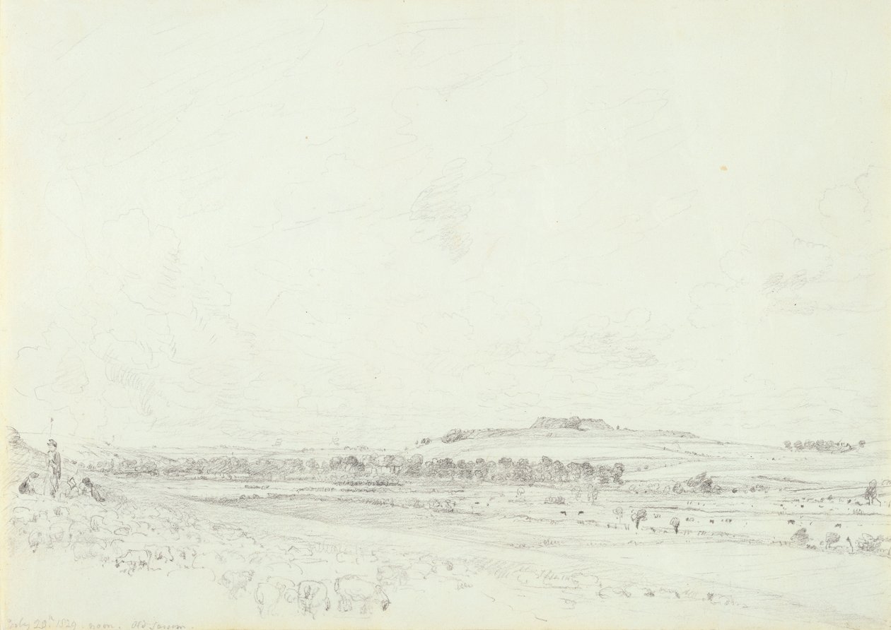 Sarum القديم عند الظهر ، 1829 (الجرافيت على ورق منسوج) بواسطة جون كونستابل