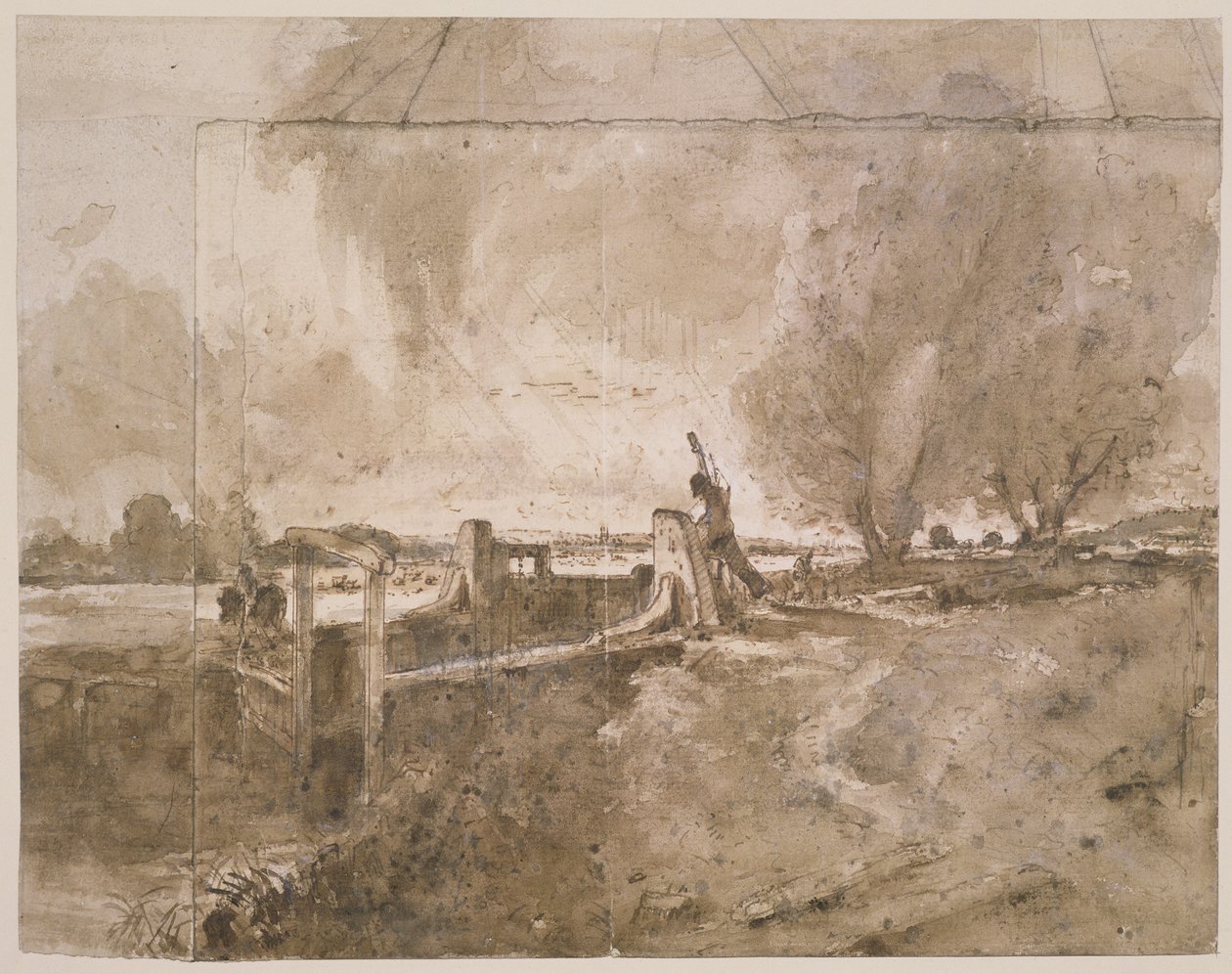 PD.11-1951 دراسة لـ "القفل" ، ج .1826 (قلم رصاص وغسل على ورق) بواسطة جون كونستابل