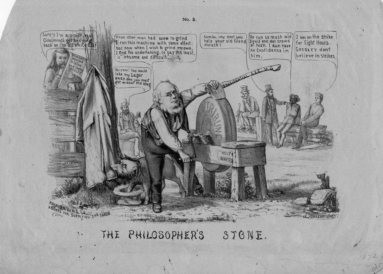 حجر الفلاسفة ، نشرته شركة American News Co. ، نيويورك ، عام 1872 بواسطة جون دوناغي