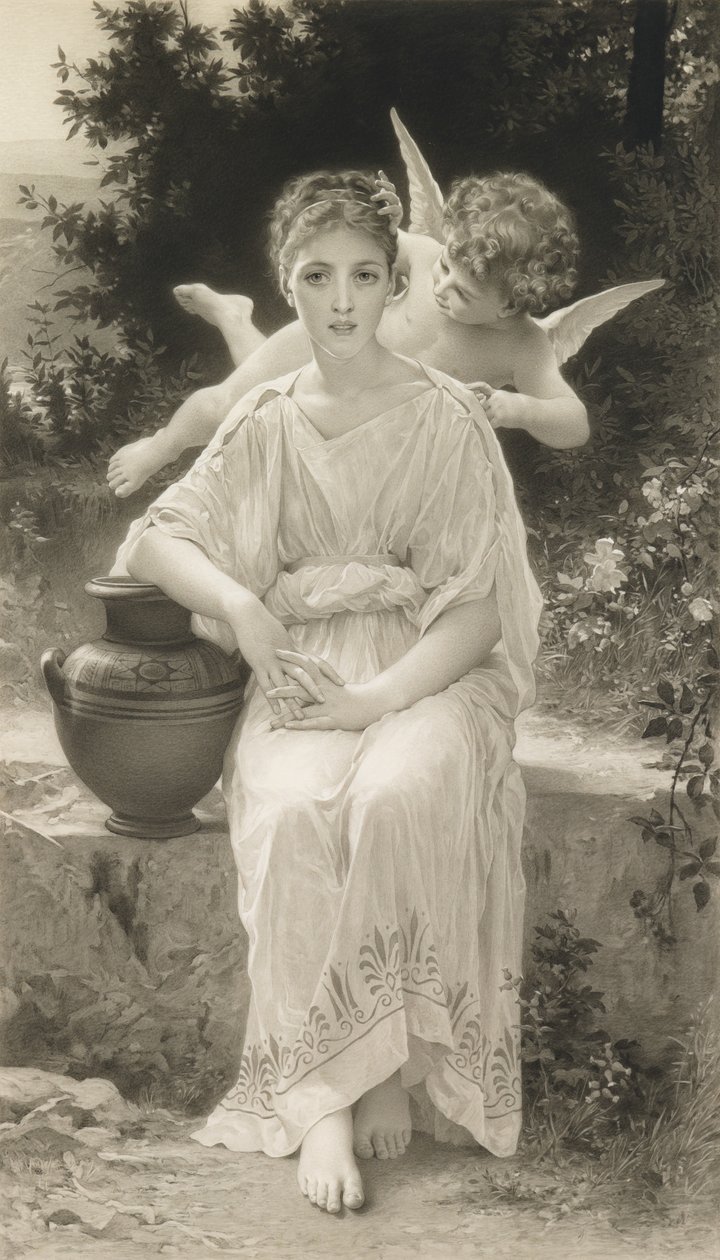الهمس الأول في الحب بعد Bouguereau بواسطة جون دوجلاس ميللر