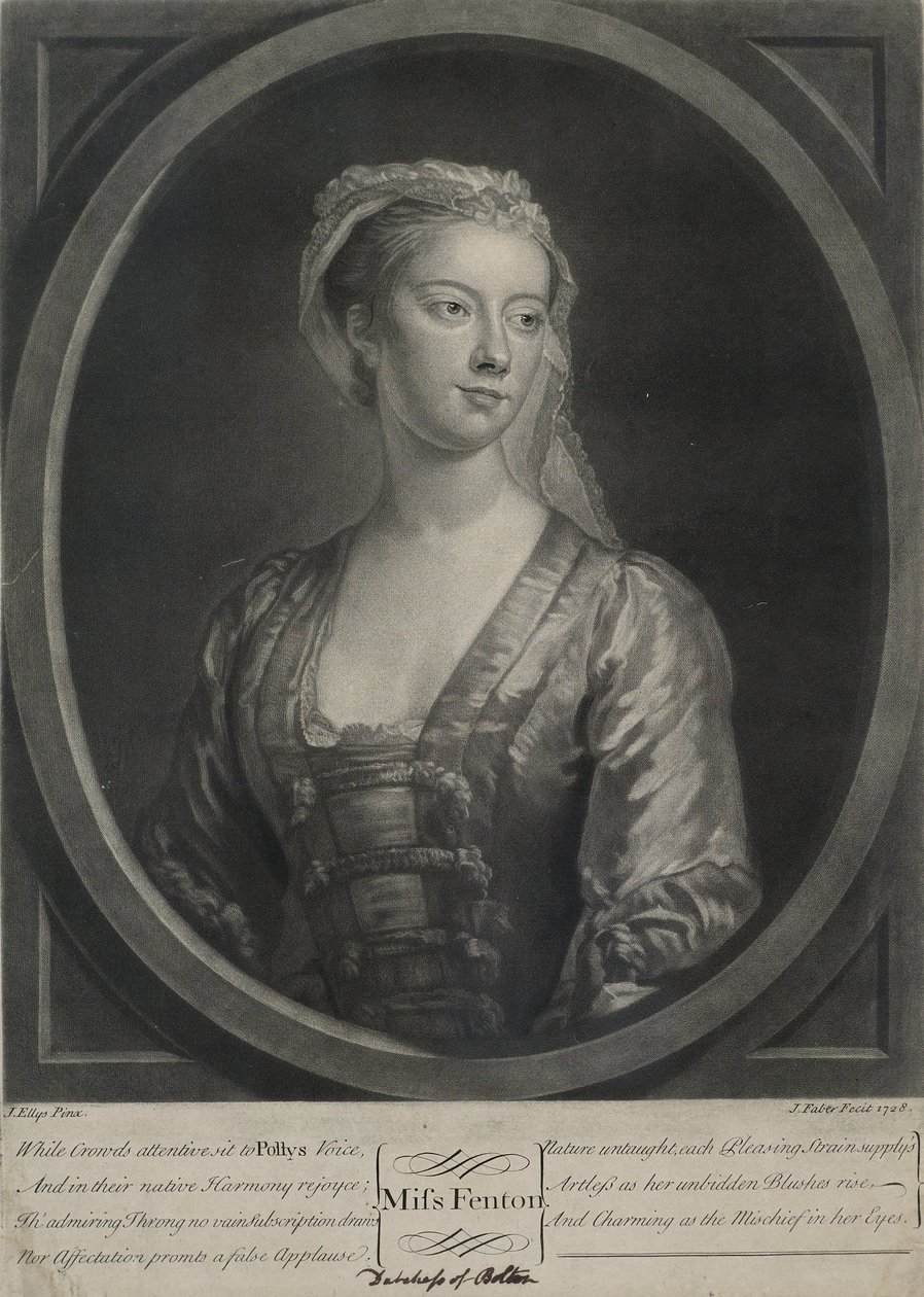ملكة جمال فنتون ، محفورة من قبل جون فابر الأصغر (c.1695-1756) ، 1728 (mezzotint) بواسطة جون إليس