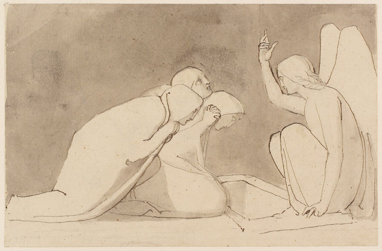 ثري ماريز في القبر (قلم رصاص ، قلم ، حبر وغسل) (انظر أيضًا 273962) بواسطة جون فلاكسمان