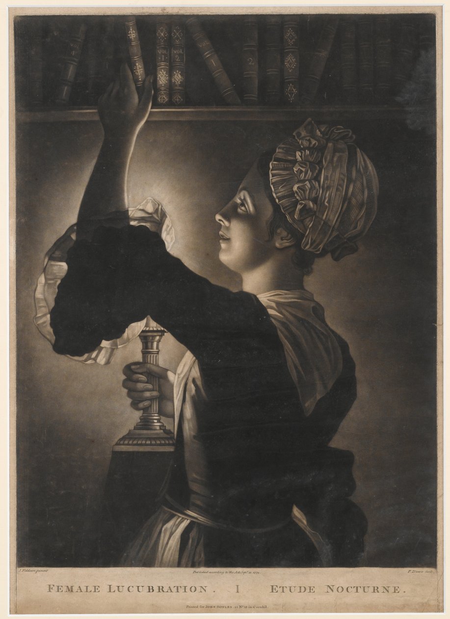 Lucubration أنثى ، مطبوعة من قبل فيليب داو ، 1772 (الميزوتنت) بواسطة جون فولسون