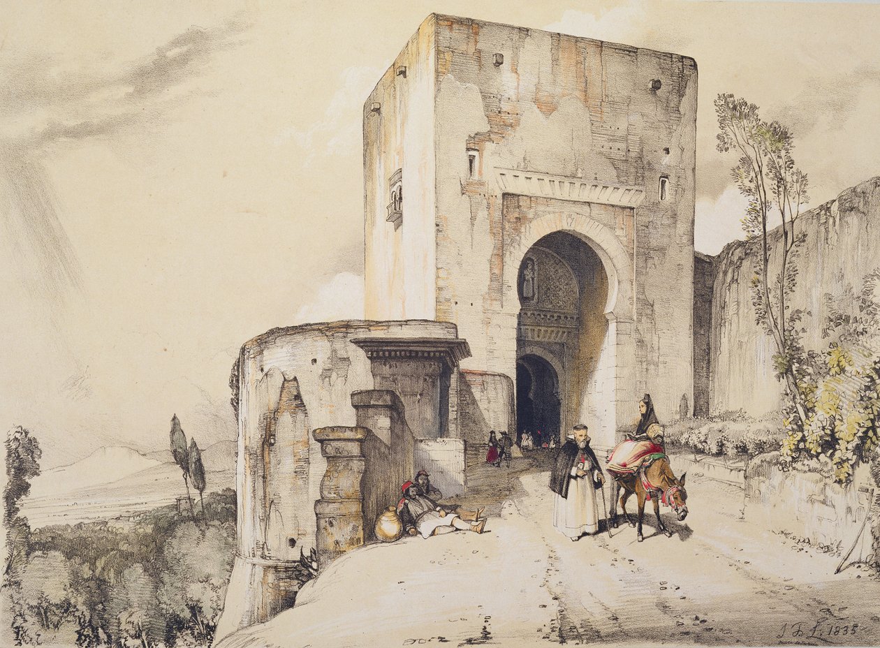 بوابة العدل (Puerta de Justitia) ، من "اسكتشات ورسومات قصر الحمراء" ، 1835 بواسطة جون فريدريك لويس