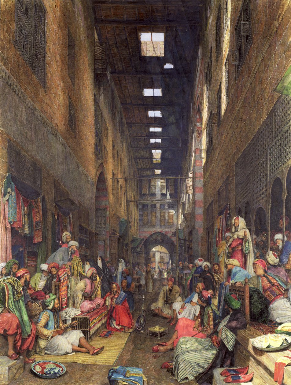 البازار ، القاهرة ، 1872 (مرحاض وجسم ملون على ورق) بواسطة جون فريدريك لويس