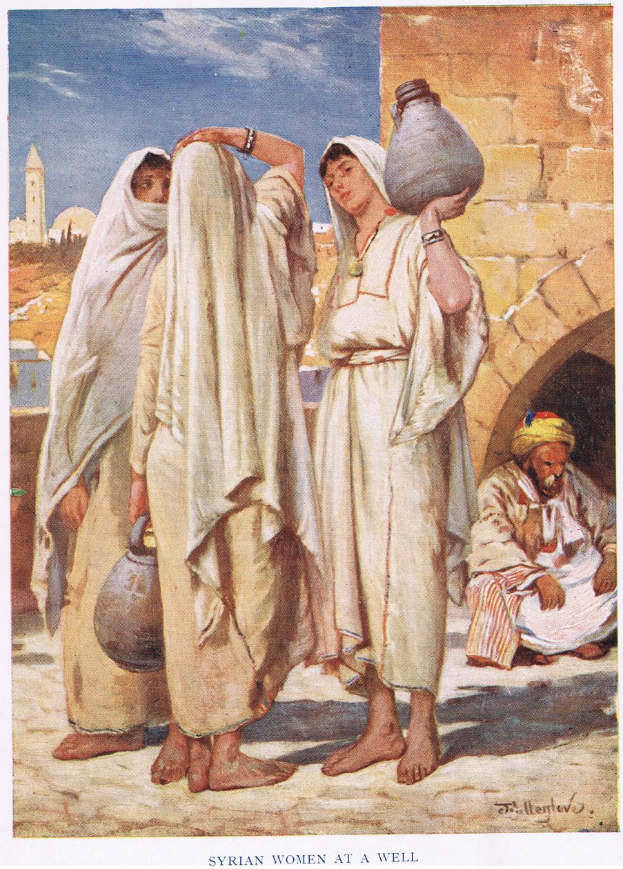 ثلاث نساء سوريات يحملن أباريق ماء بواسطة جون فوليلوف