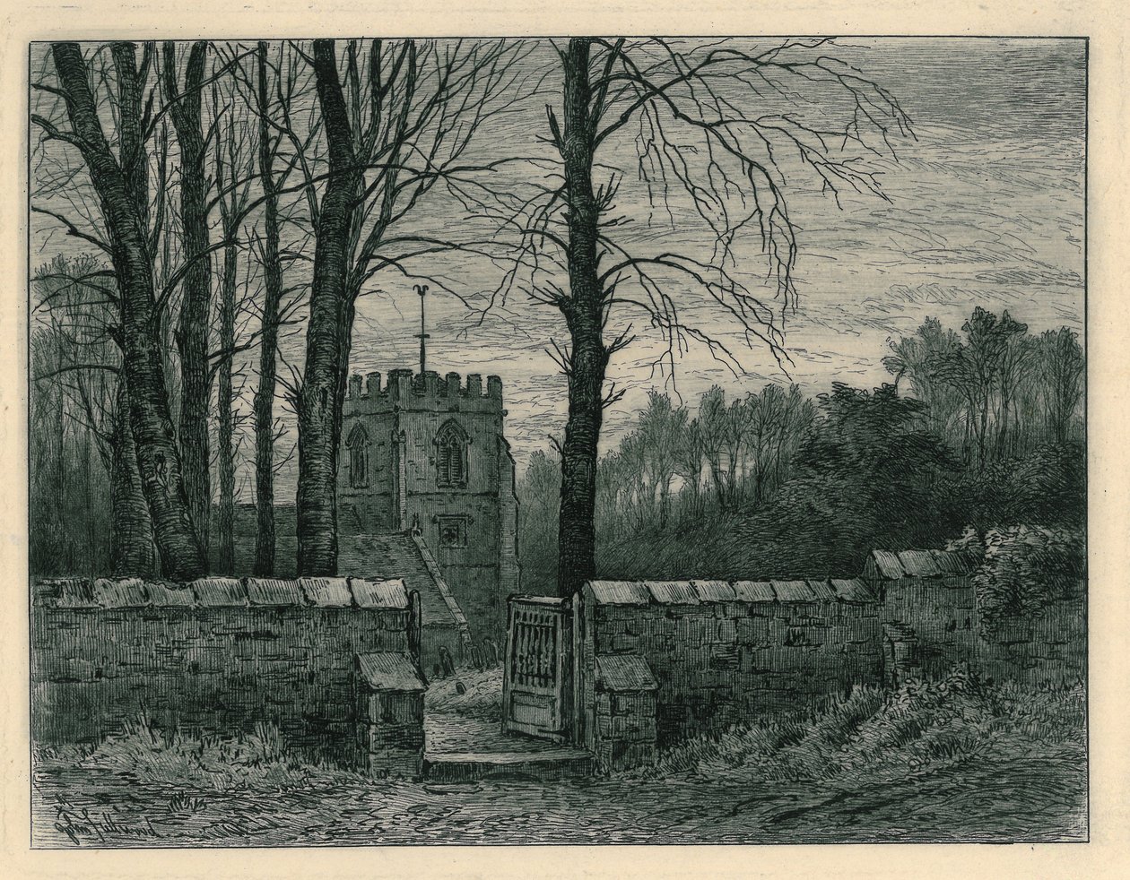 كنيسة Tettenhall ، من المجلد `` Remnants Of Old Wolverhampton &39;&39;. الأرقام 1-37 ، نُشرت عام 1880 بواسطة جون فولوود