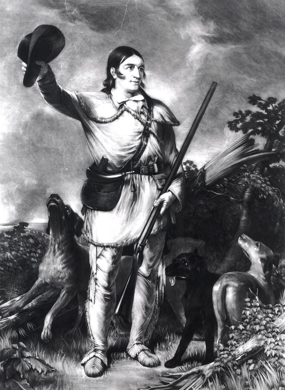 العقيد ديفي كروكيت ، نقشها تشارلز جيلبرت ستيوارت (c.1787-1813) c.1839 بواسطة جون جادسبي تشابمان