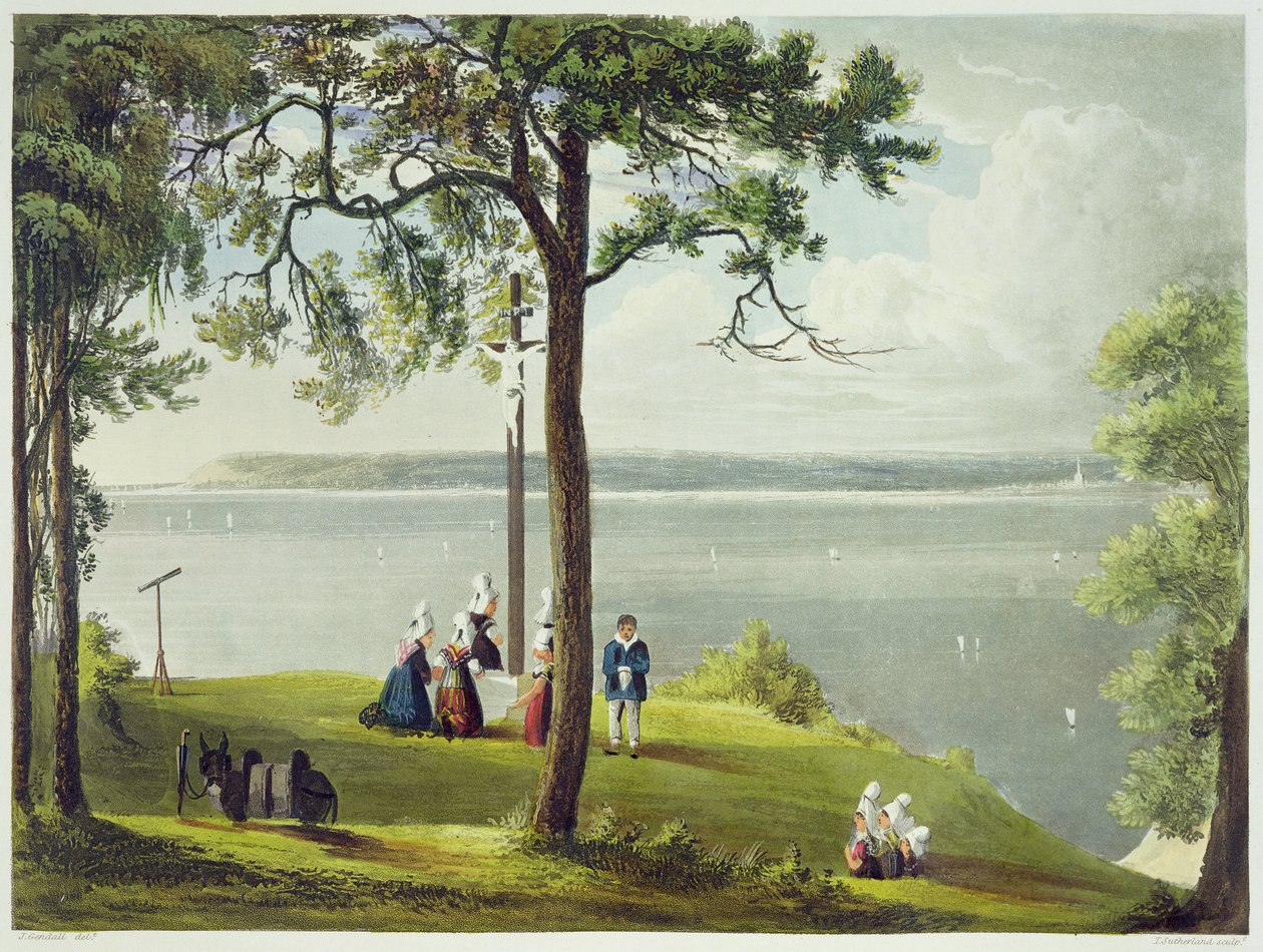 مصب نهر السين ، من "مناظر على نهر السين" ، منقوش بواسطة دانييل هافيل (1785-1826) نشره R. Ackermann (1764-1834) 1821 بواسطة جون جندال