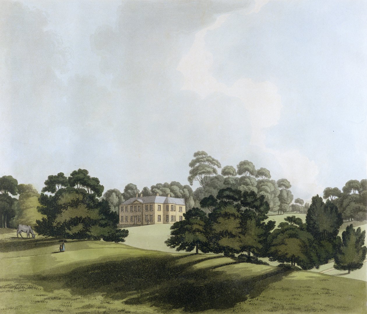 Vinters in Kent ، مقر James Whatman Esq. ، من "Views in Kent" ، 1800 (ألوان مائية يدوية) بواسطة جون جورج وود