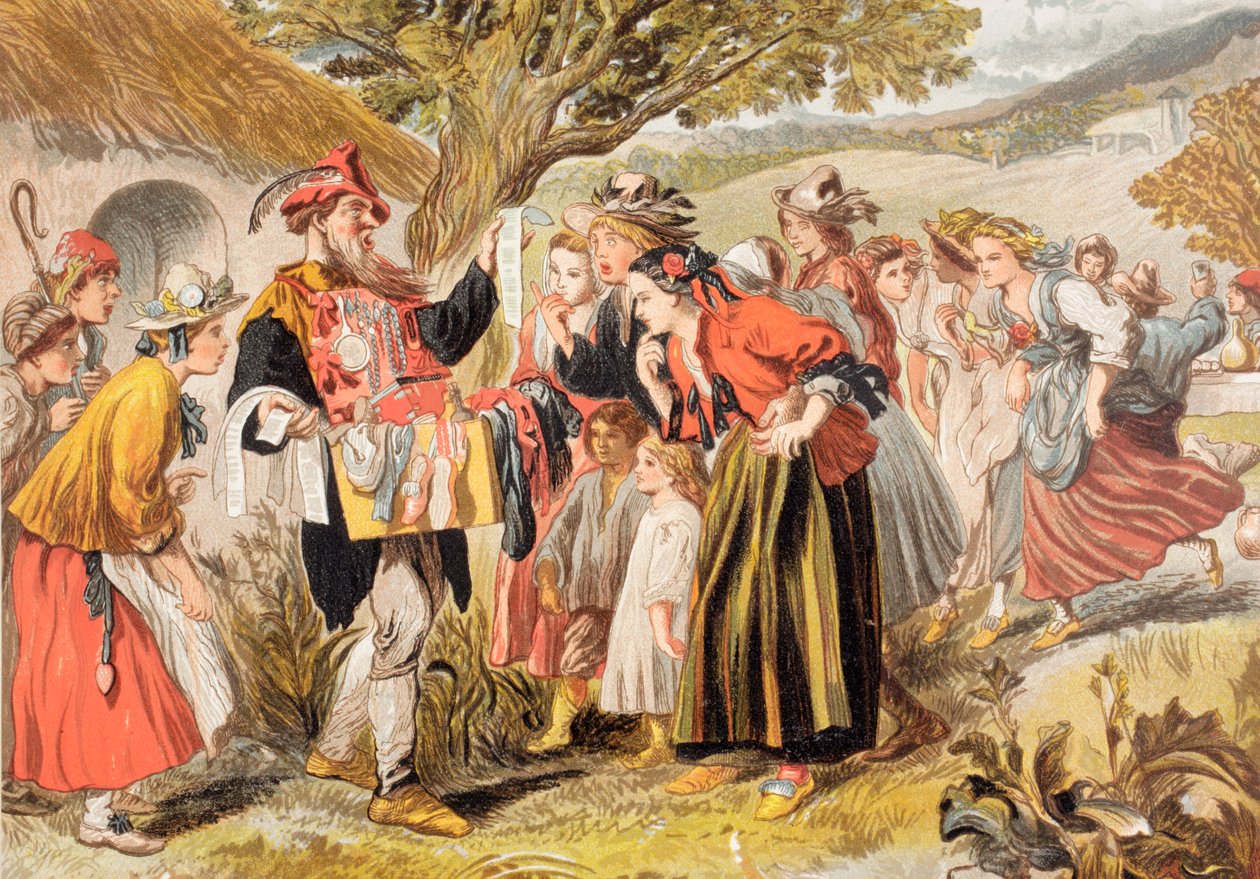 Autolycus sings in The Winter&39;s Tale، Act IV، Scene III، from &39;The Illustrated Library Shakespeare&39; ، تم نشره في لندن عام 1890 بواسطة جون جيلبرت