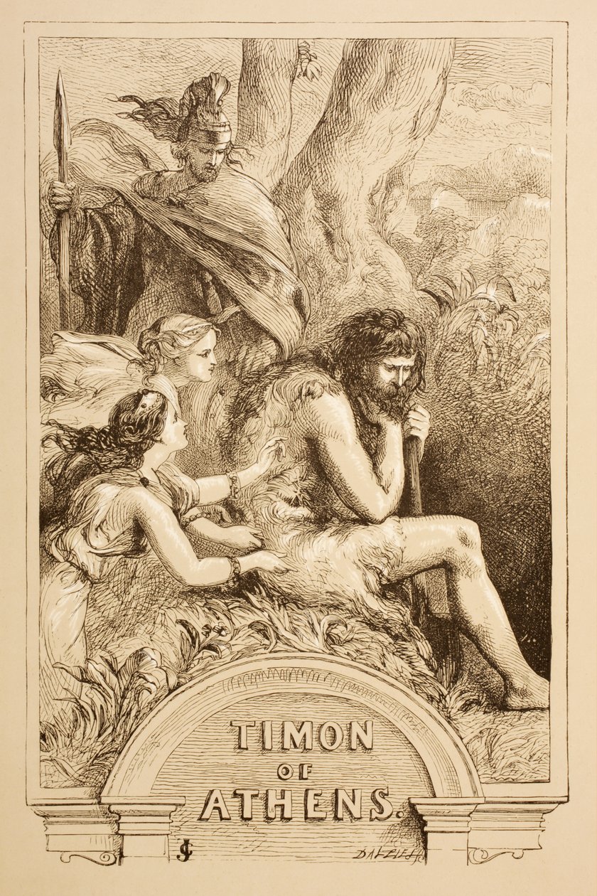 رسم توضيحي لتيمون أثينا ، من &39;مكتبة شكسبير المصورة&39; ، لندن 1890 بواسطة جون جيلبرت