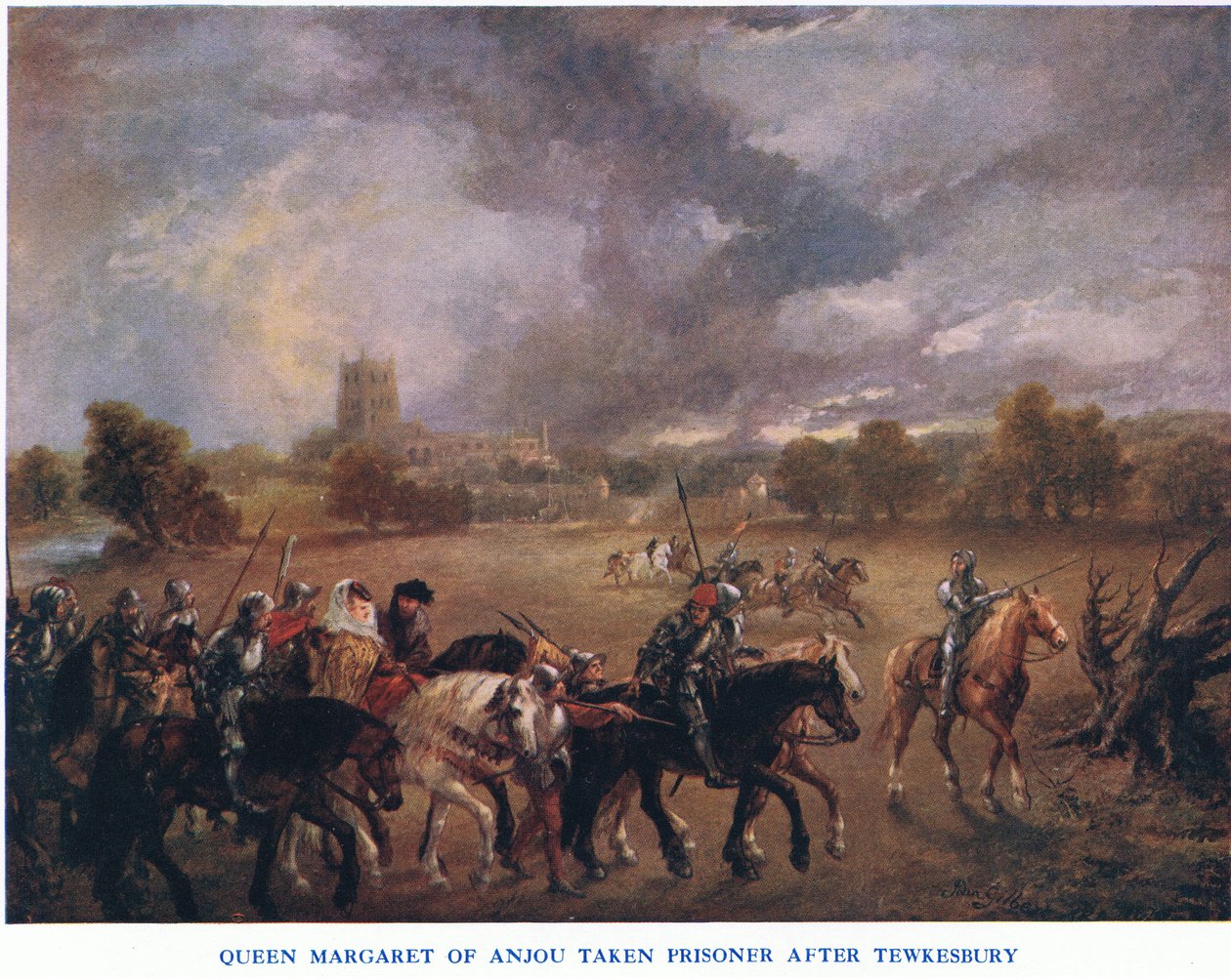 أُخذت الملكة مارجريت من أنجو سجينة بعد توكسبوري ، من Cassells History of the British People التي نشرتها شركة Waverley Book Company Limited ، c.1940 بواسطة جون جيلبرت