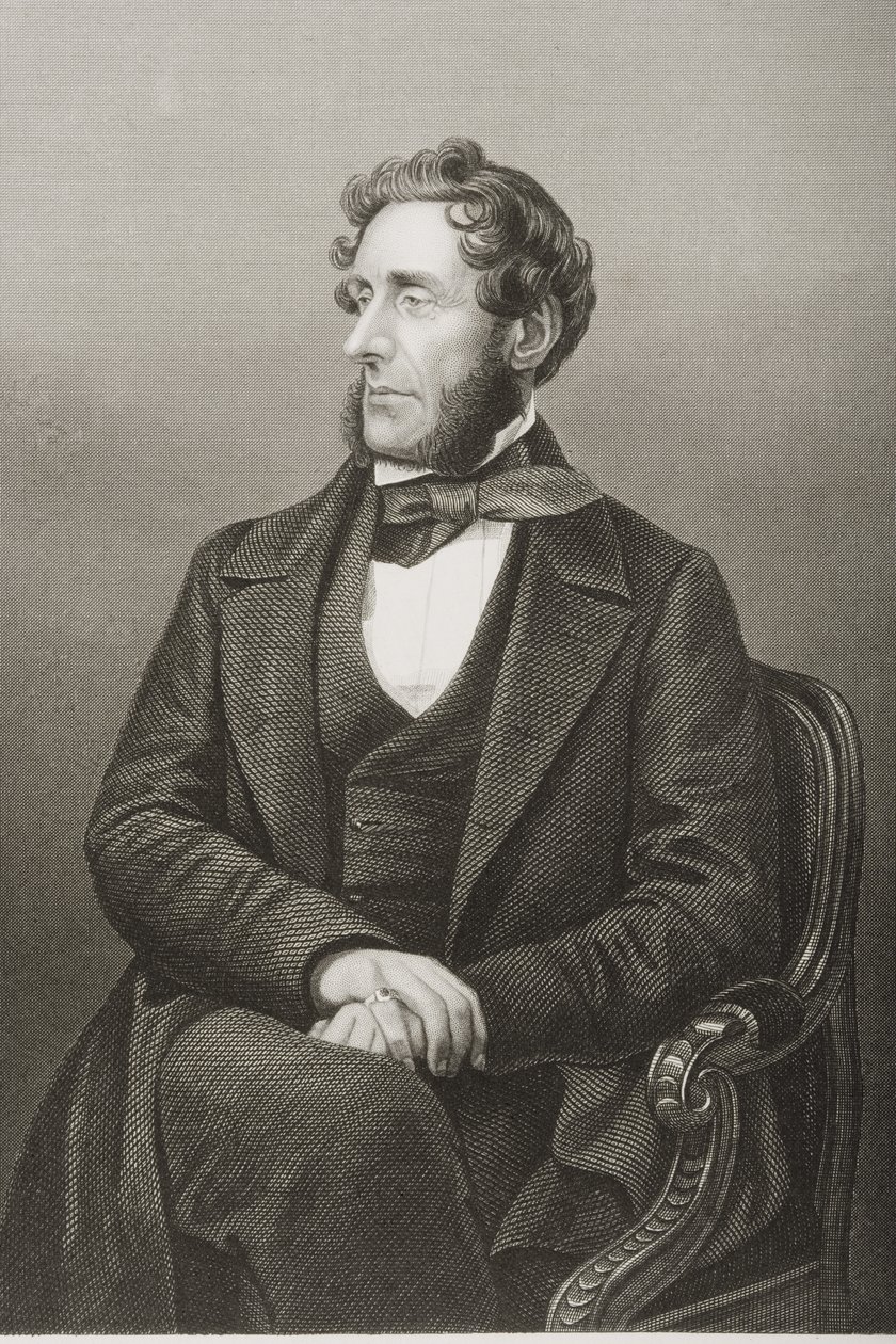 أنتوني آشلي كوبر (1801-1885) إيرل شافتسبري السابع ، نقش دي جي باوند من صورة ، من "غرفة الرسم للشخصيات البارزة ، المجلد 2" ، نُشر في لندن ، 1860 بواسطة جون جابيز إدوين بيزلي مايال