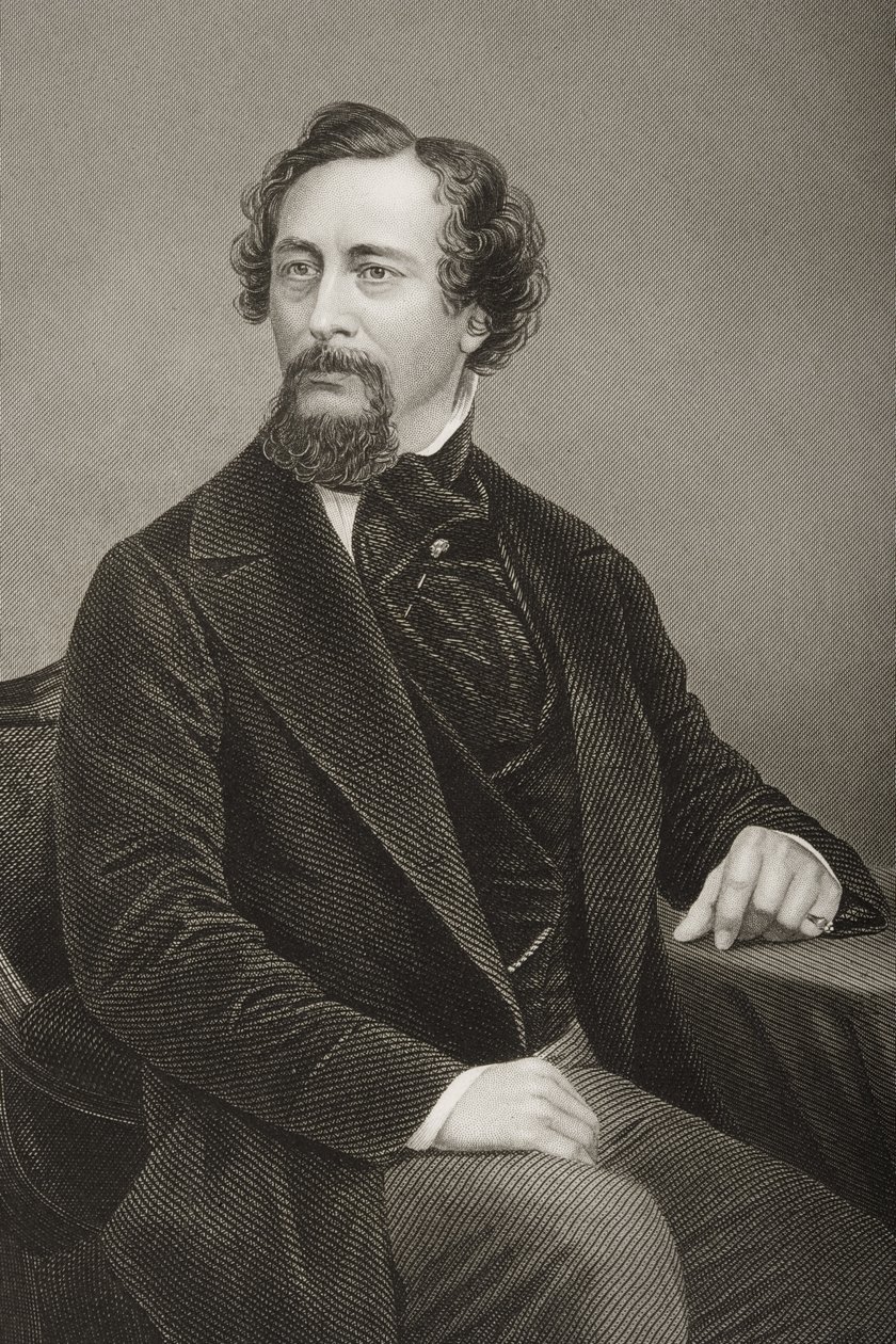 تشارلز جون هوفام ديكنز (1812-1870) منقوش بواسطة DJ Pound من صورة فوتوغرافية ، من "غرفة الرسم للشخصيات البارزة ، المجلد 2" ، المنشور في لندن ، 1860 (انظر 266631 لمزيد من التفاصيل) بواسطة جون جابيز إدوين بيزلي مايال