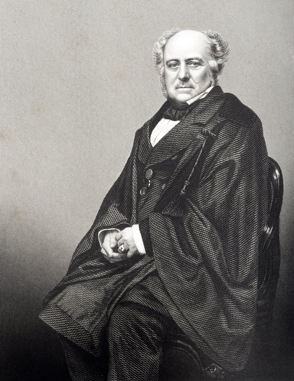 السير ريتشارد بيثيل (1800-73) 1st Baron Westbury ، محفور بواسطة DJ Pound من صورة فوتوغرافية ، من "غرفة الرسم للشخصيات البارزة ، المجلد 2" ، نُشر في لندن ، 1860 بواسطة جون جابيز إدوين بيزلي مايال