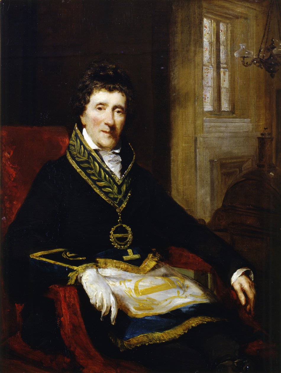 السير جون سوان ، في زي ماسوني ، كمشرف كبير ورئيس مجلس الأشغال ، 1828-29 بواسطة جون جاكسون