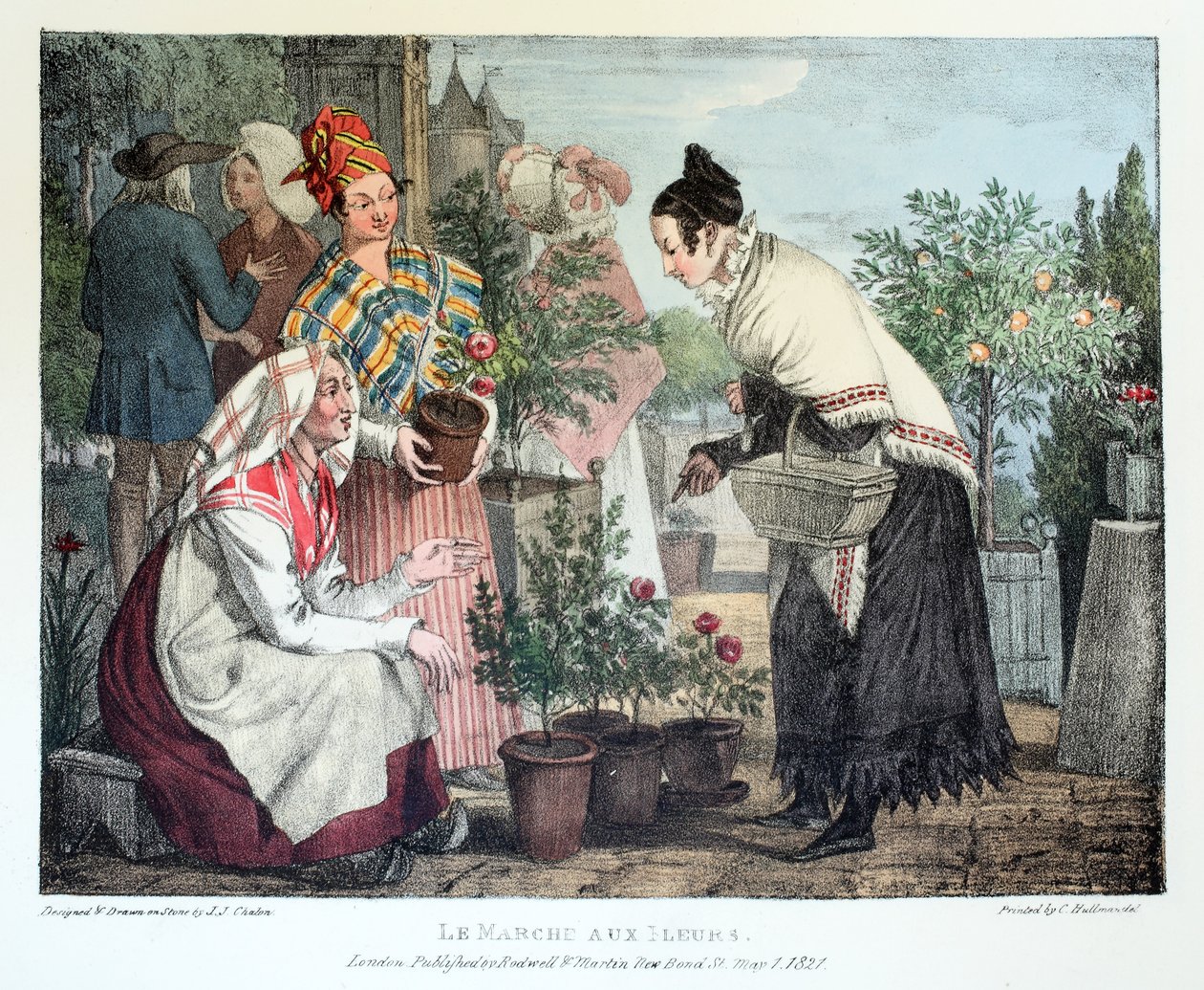 سوق الزهور ، نشره رودويل ومارتن ، 1820 بواسطة جون جيمس شالون