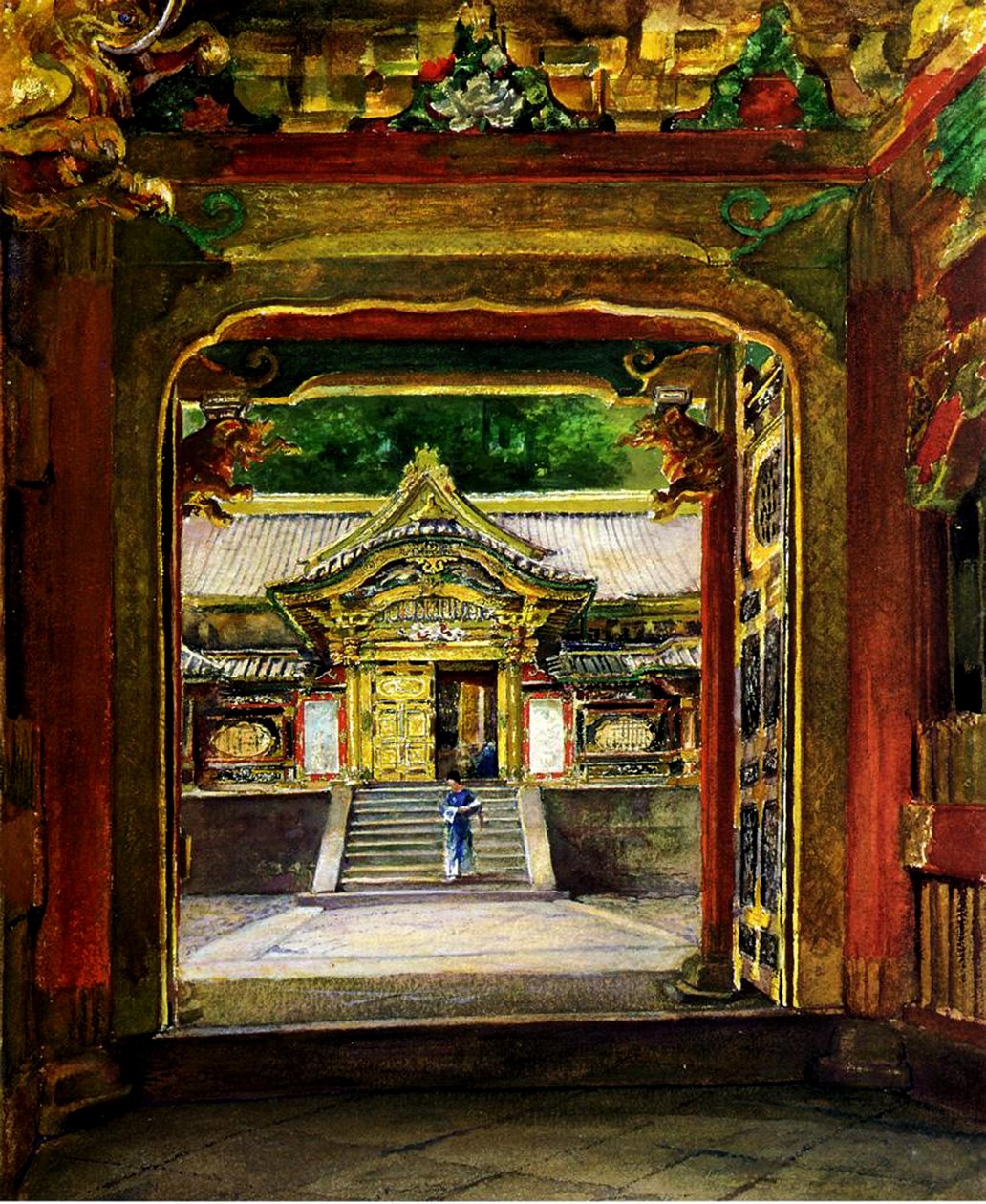 البوابة الثالثة ، معبد إيميتسو ، نيكو ، اليابان ، c.1886 (wc und gouache on paper) بواسطة جون لا فارج أو لافارج