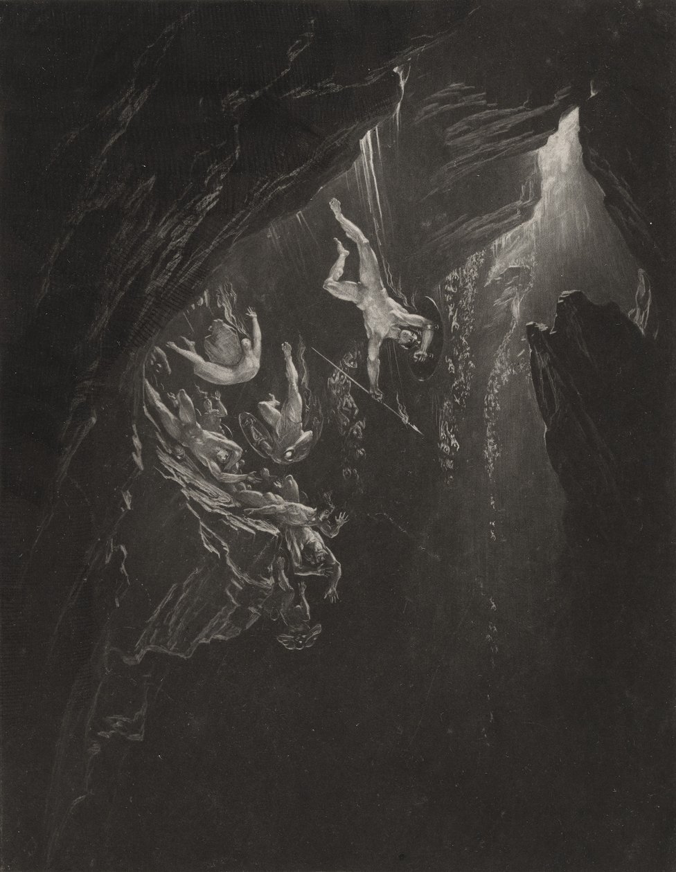 سقوط الملائكة المتمردين ، c.1827 (mezzotint) بواسطة جون مارتن