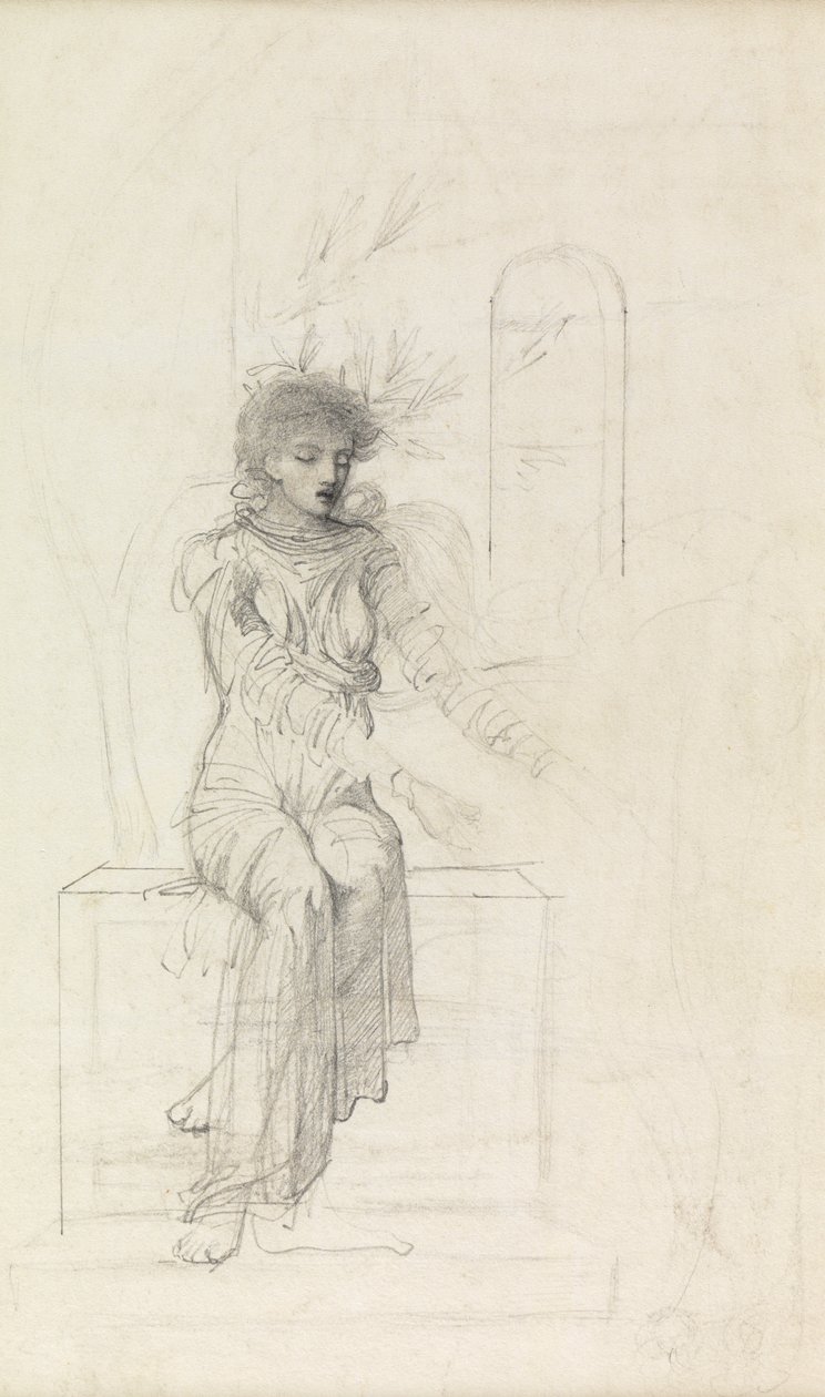 دراسة امرأة جالسة بواسطة جون Melhuish Strudwick