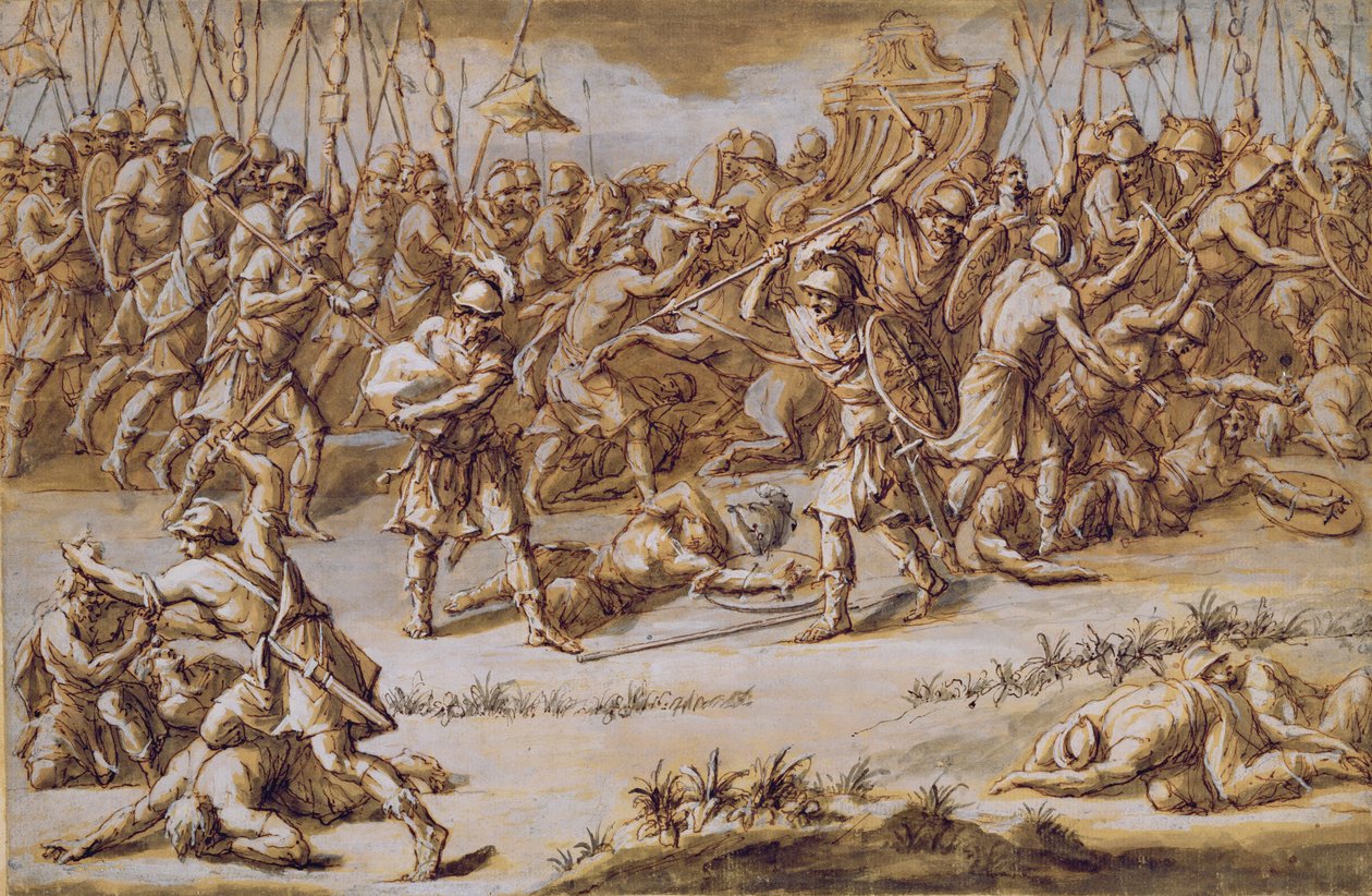 رسم توضيحي لـ "الإلياذة" ، 1760 (قلم وحبر ، غسيل وغواش على ورق مضغوط) بواسطة جون مايكل ريسبراك