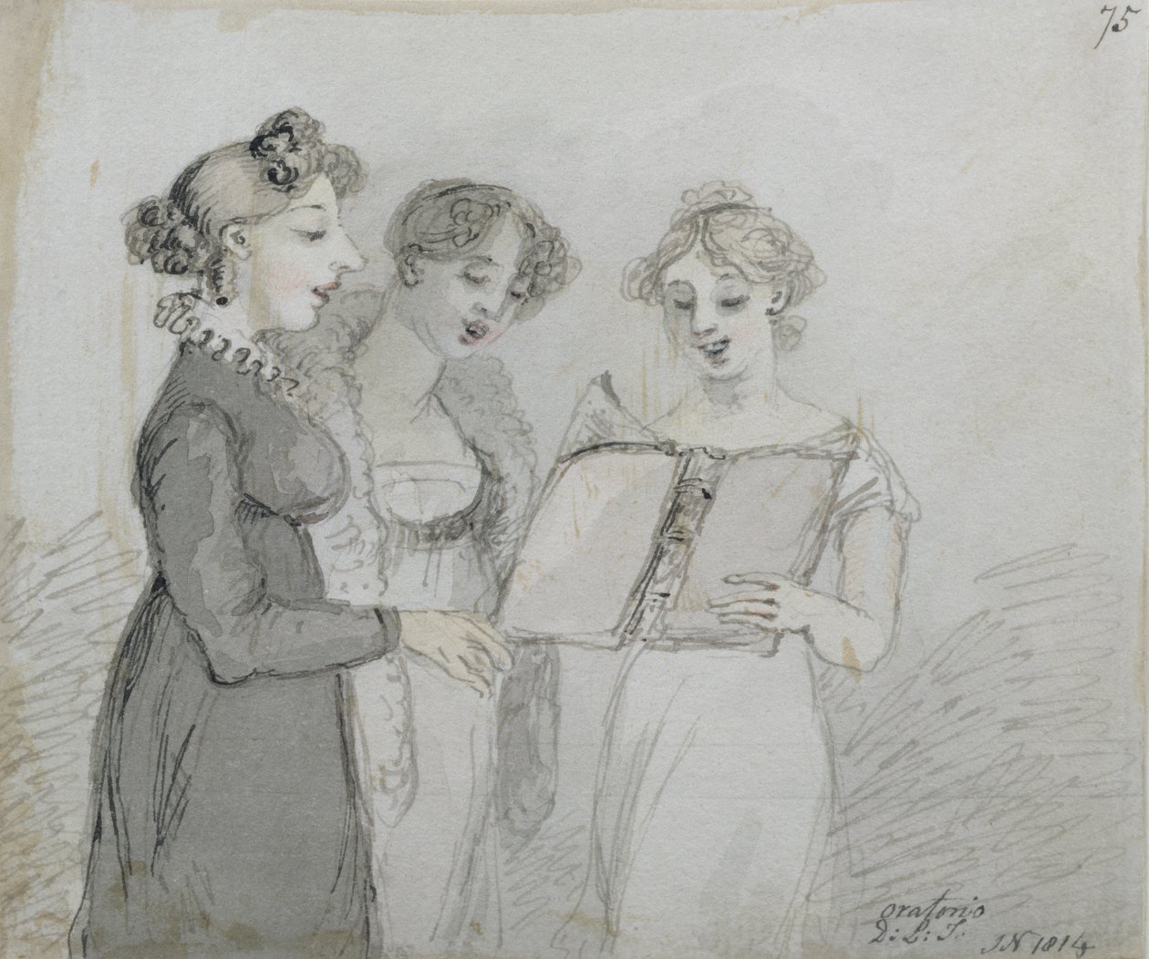 أداء Oratorio في مسرح دروري لين ، الجزء الثالث من ثلاثية ، 1814 (مرحاض وحبر) (انظر أيضًا 84543-4) بواسطة جون نيكسون