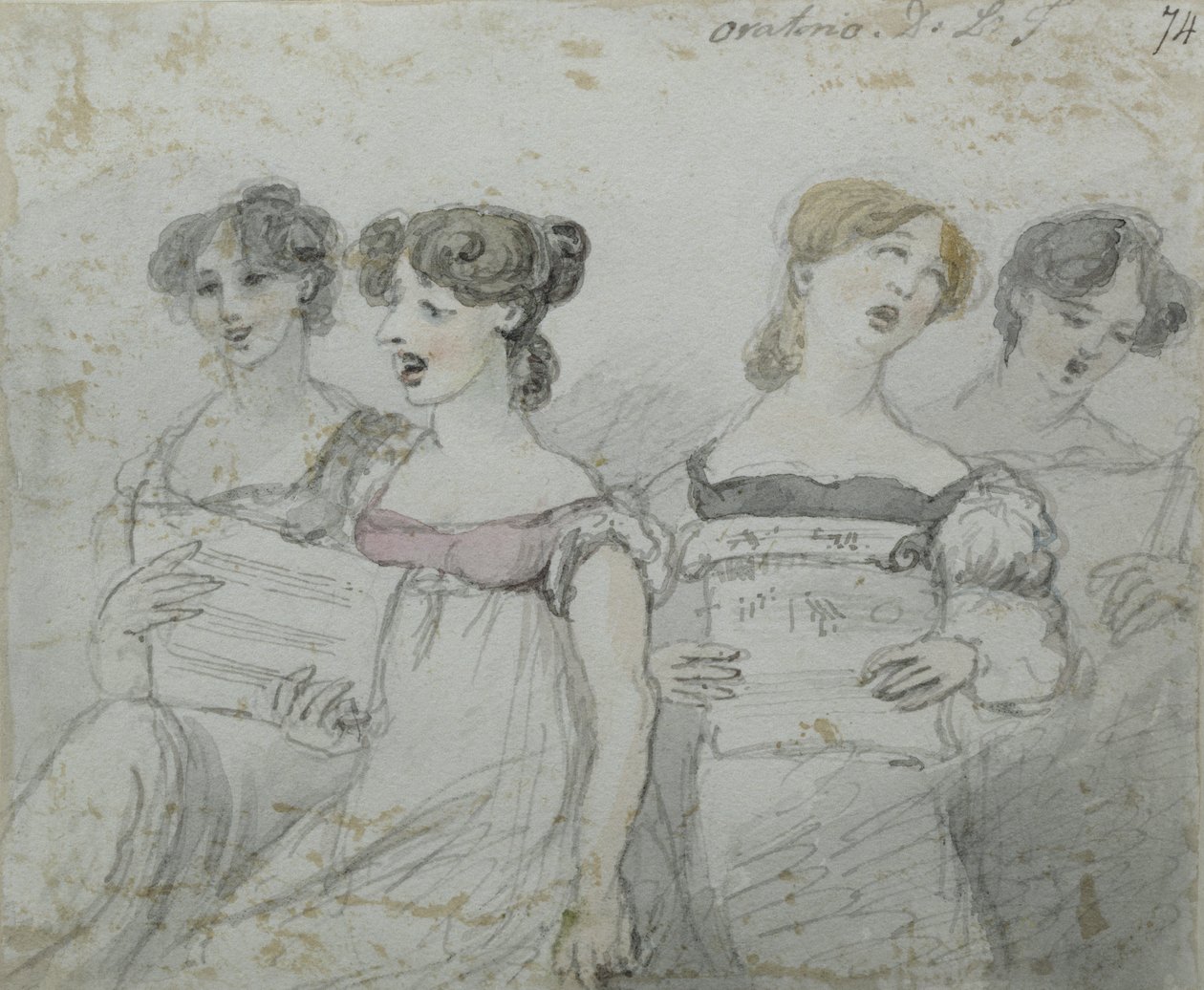 أداء Oratorio في مسرح دروري لين ، الجزء الثاني من ثلاثية ، 1814 (مرحاض وحبر) (انظر أيضًا 84543 و 84545) بواسطة جون نيكسون