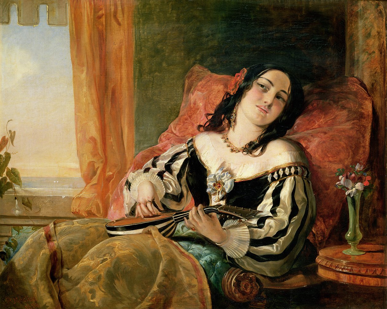 سيدة تعزف على الماندولين ، 1854 بواسطة جون فيليب