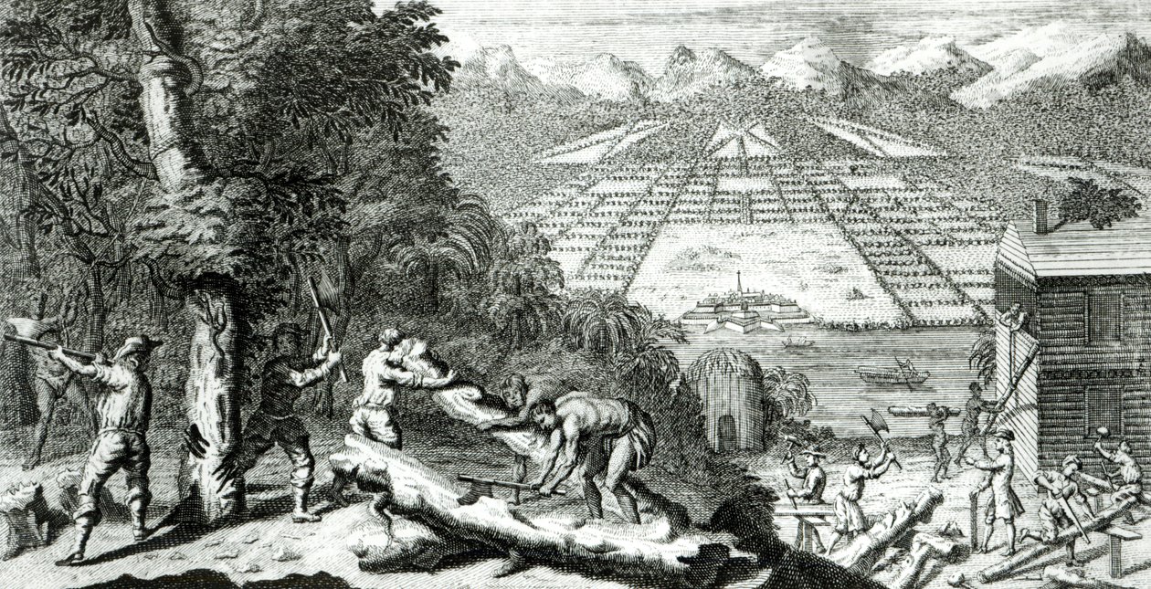 رسم توضيحي من "أسباب إنشاء مستعمرة جورجيا" لبنجامين مارتين (1699-1763) ، 1733 بواسطة جون باين