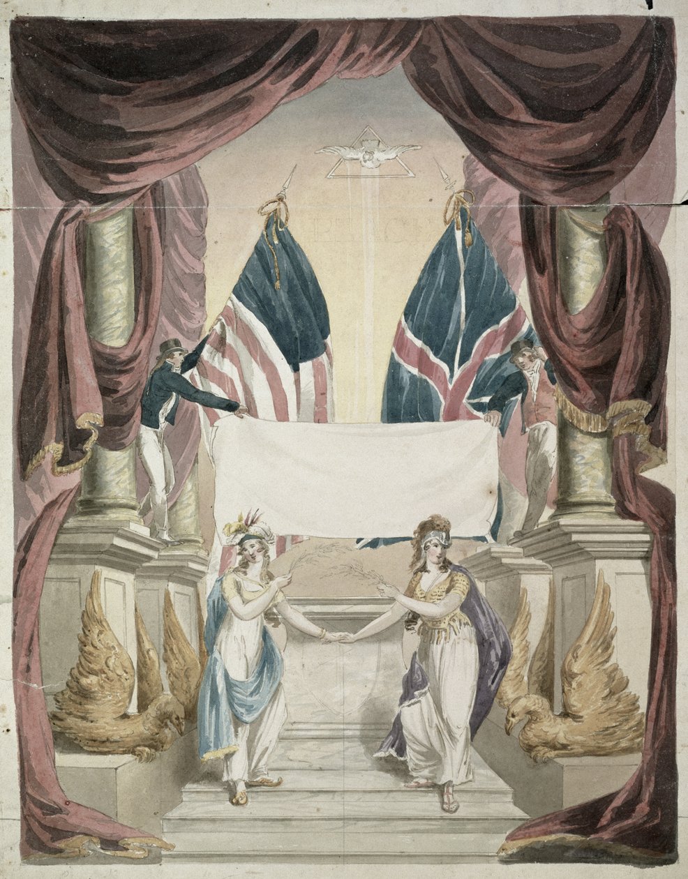 السلام ، رمزية معاهدة غنت ، الموقعة في 24 ديسمبر 1814 ، c.1814 (ink wc on paper) بواسطة جون روبنز سميث