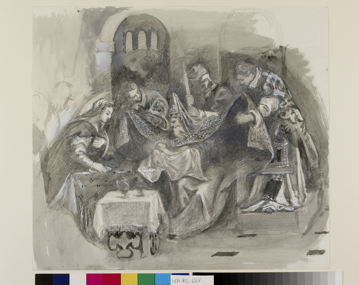 رسم ختان تينتوريتو في Scuola Grande di San Rocco ، أغسطس 1869 (الجرافيت ، والألوان المائية ، وألوان الجسم على ورق منسوج) بواسطة جون روسكين