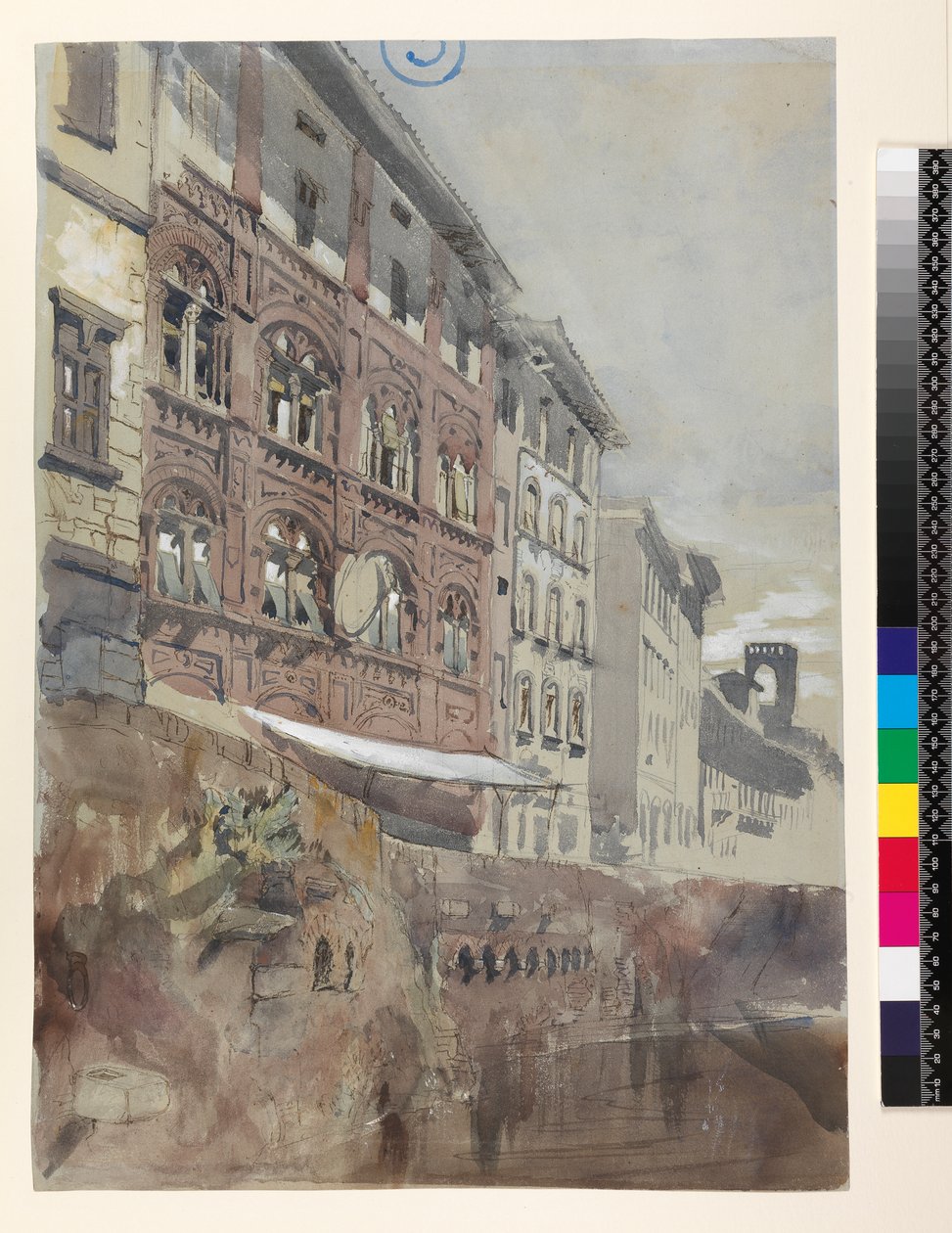 No.1590 Palazzo Agostini ، بيزا ، 1845 (مرحاض وغواش على ورق) بواسطة جون روسكين