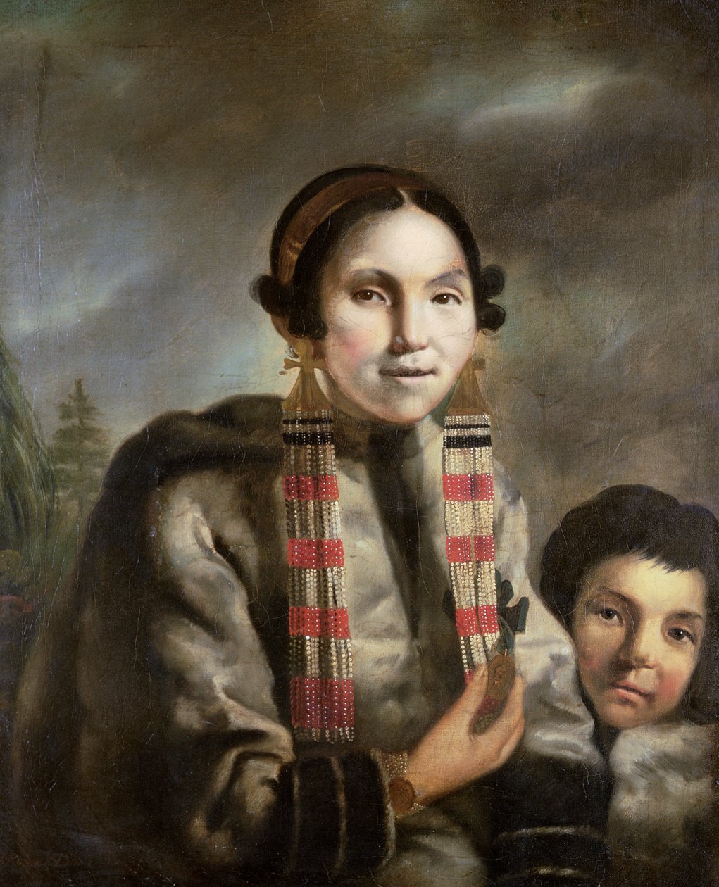 صورة لميوك وابنها Tootac ، c.1769 بواسطة جون راسل