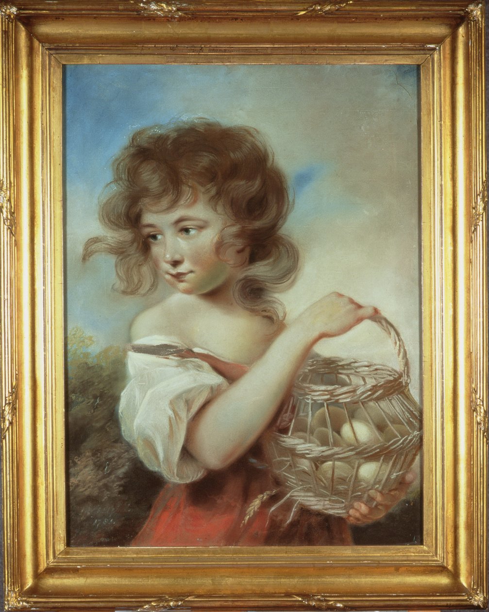 الفتاة مع سلة البيض ، ج .1780 (باستيل) بواسطة جون راسل