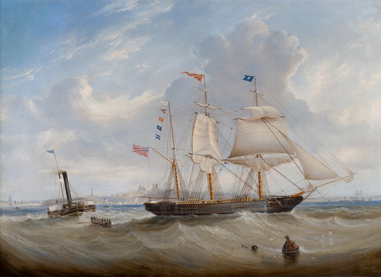 السفينة الشراعية &39;آن&39; التي تغادر نهر تاين ، 1859 بواسطة جون سكوت