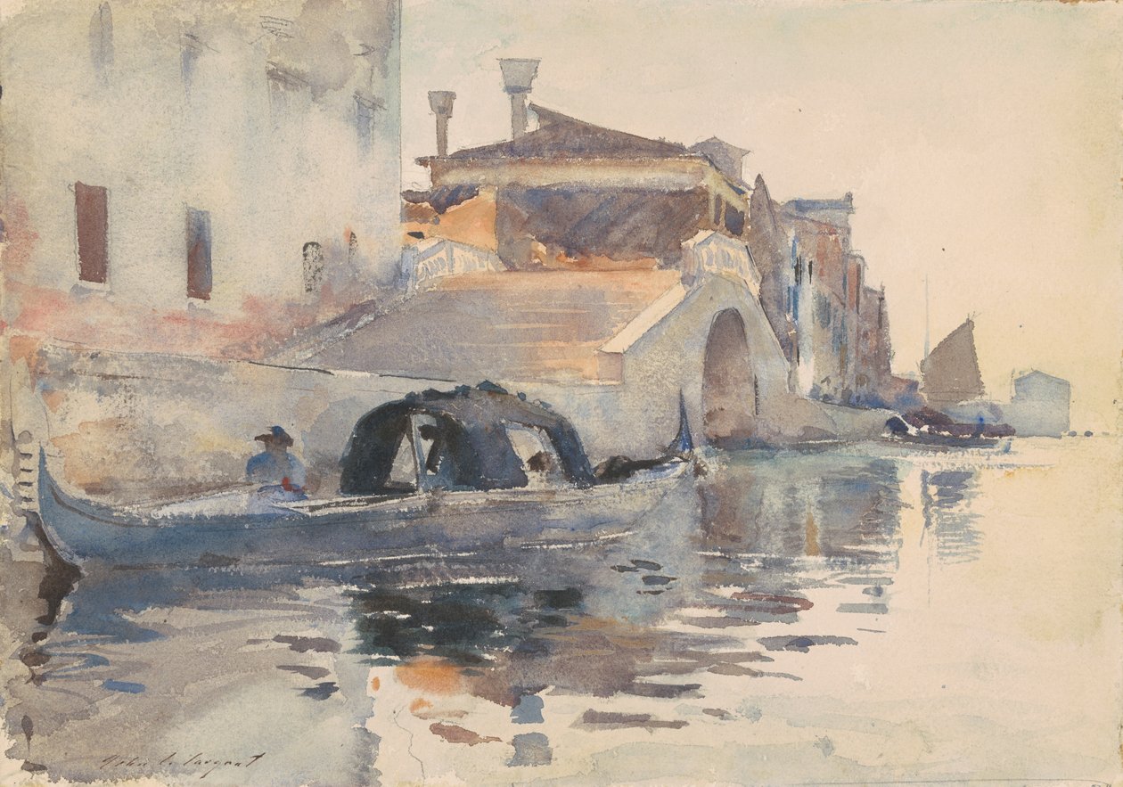 مشهد القناة ، بونتي بانادا ، Fondamenta Nuove ، البندقية ، c.1880-82 (مرحاض فوق قلم رصاص على ورق) بواسطة جون سينغر سارجنت