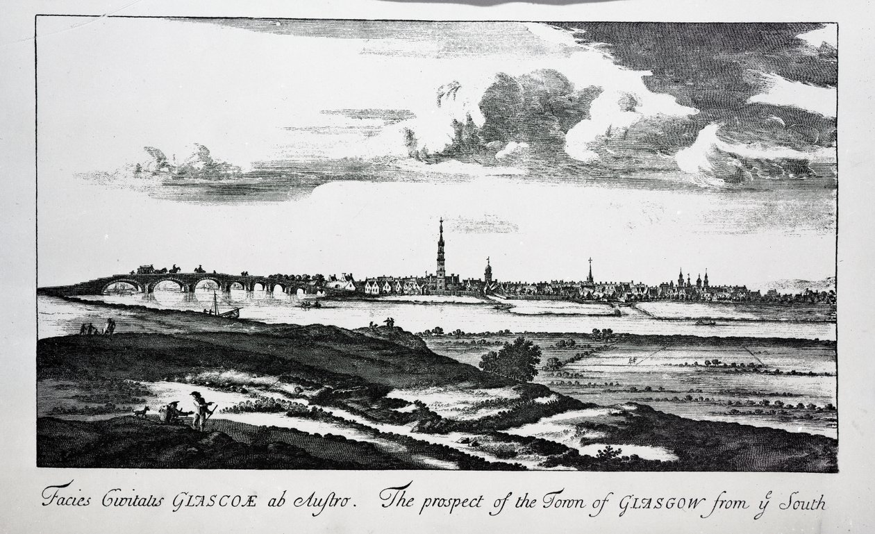 نظرة مستقبل مدينة جلاسكو من الجنوب ، من فيلم Theatrum Scotiae لجون سليزر ، 1693 بواسطة جون سليزر
