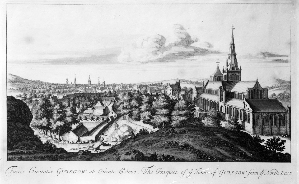 مقصد مدينة جلاسكو من الشمال الشرقي ، من "Theatrum Scotiae" لجون سليزر ، نشر 1693 بواسطة جون سليزر