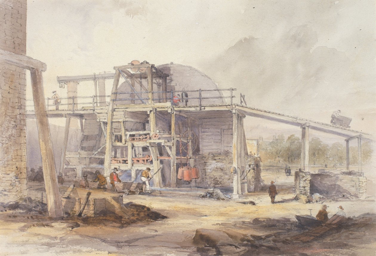 Staith مع Ore-Crushing Machinery (لون الجسم ، قلم رصاص و مرحاض على ورق) بواسطة جون ستوري