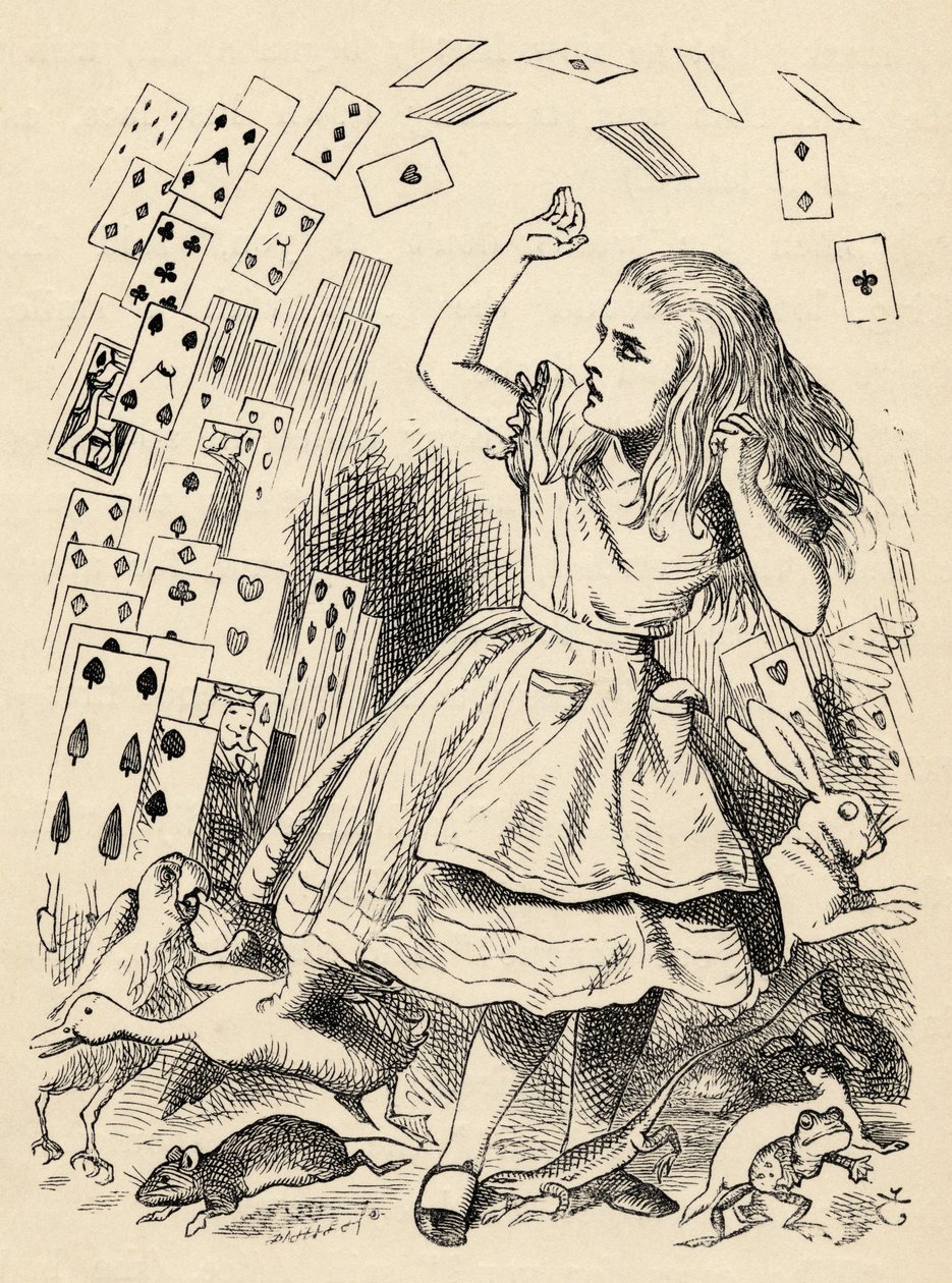 Alice and the Pack of Cards ، من "Alice&39;s Adventures in Wonderland" بقلم لويس كارول ، تم نشره عام 1891 بواسطة جون تينيل