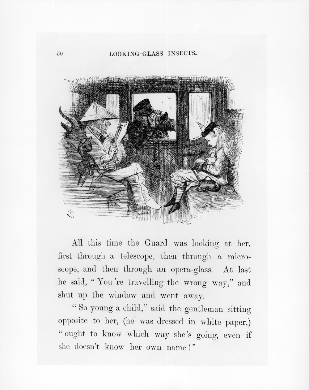 الحشرات الزجاجية التوضيحية ، رسم توضيحي من "Alice Through the Looking-Glass" بقلم لويس كارول (1833-1898) 1872 بواسطة جون تينيل