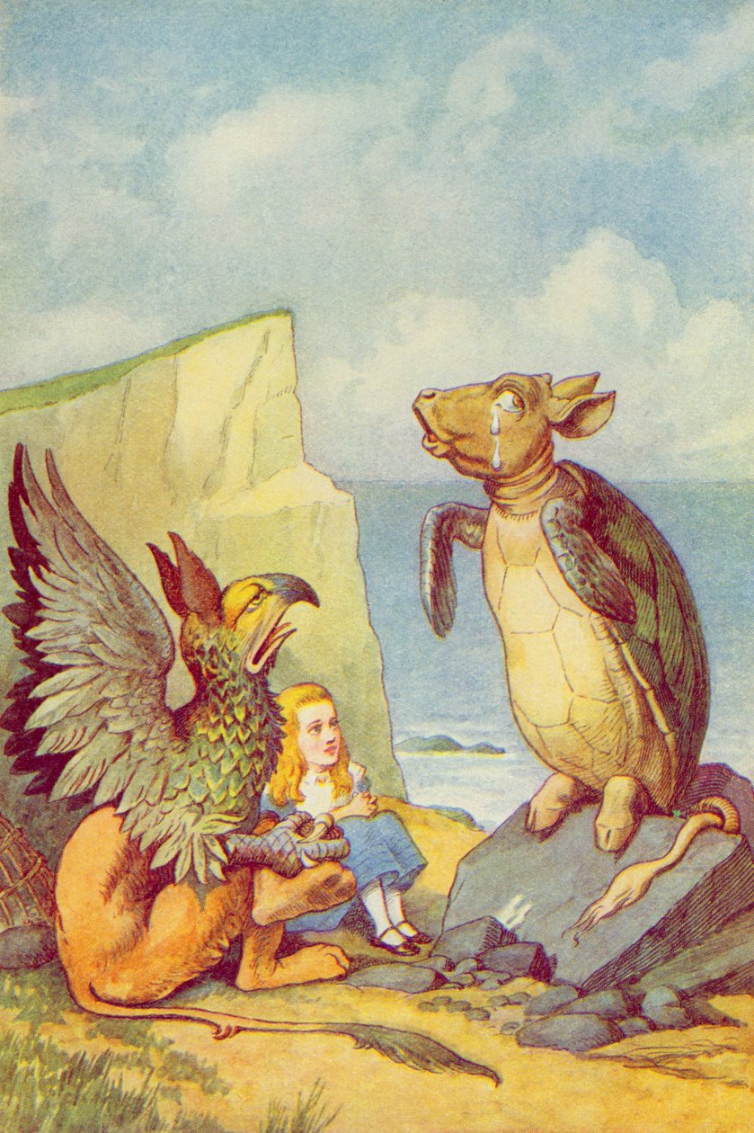 The Mock Turtle and the Gryphon ، رسم توضيحي من "أليس في بلاد العجائب" بقلم لويس كارول (1832-9) بواسطة جون تينيل