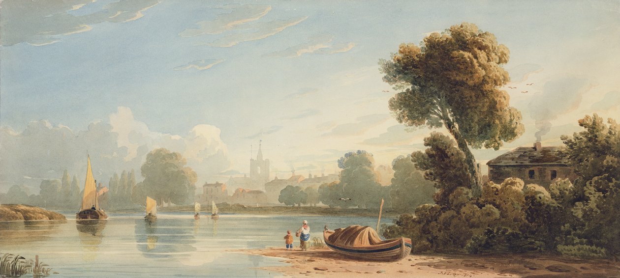 Chiswick ، 1814 (مرحاض فوق الجرافيت على الورق) بواسطة جون فارلي