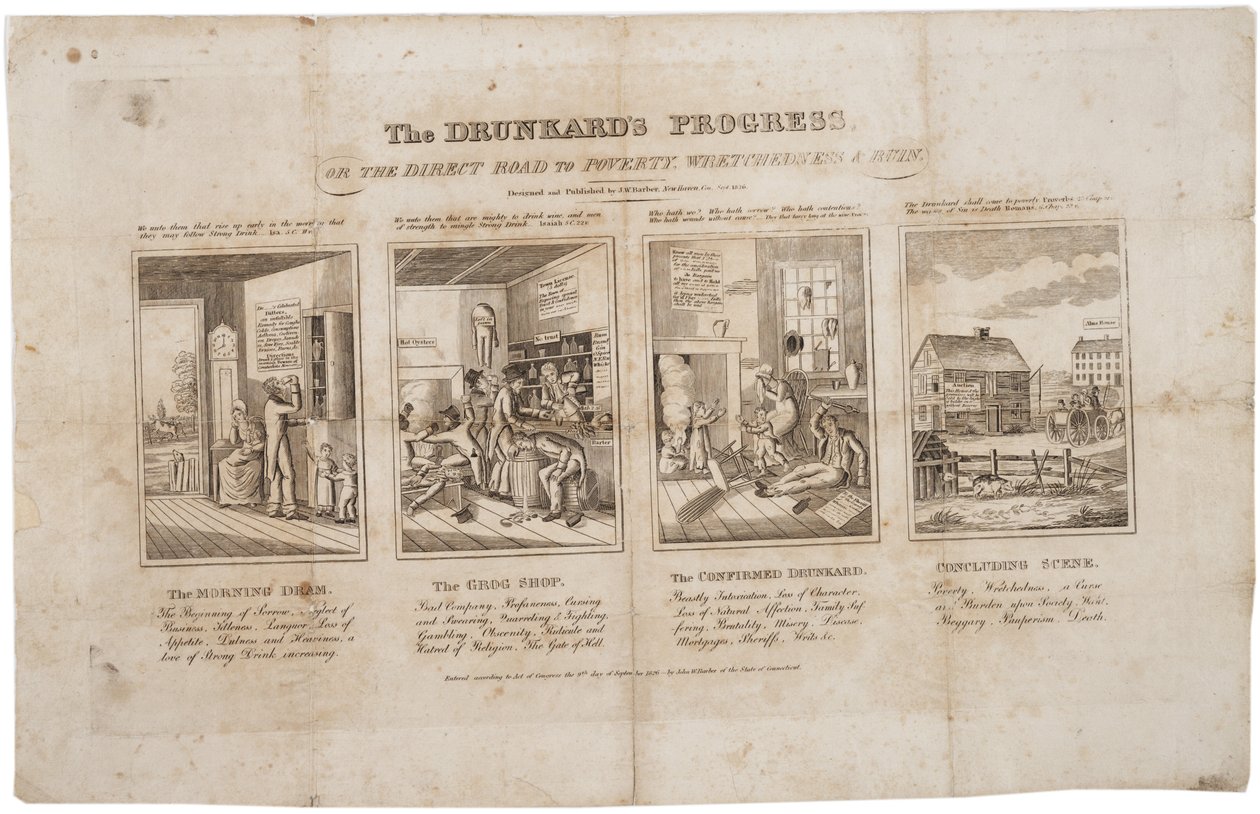 تقدم السكير ، أو الطريق المباشر إلى الفقر ، البؤس ، الخراب ، 1826 بواسطة جون وارنر باربر