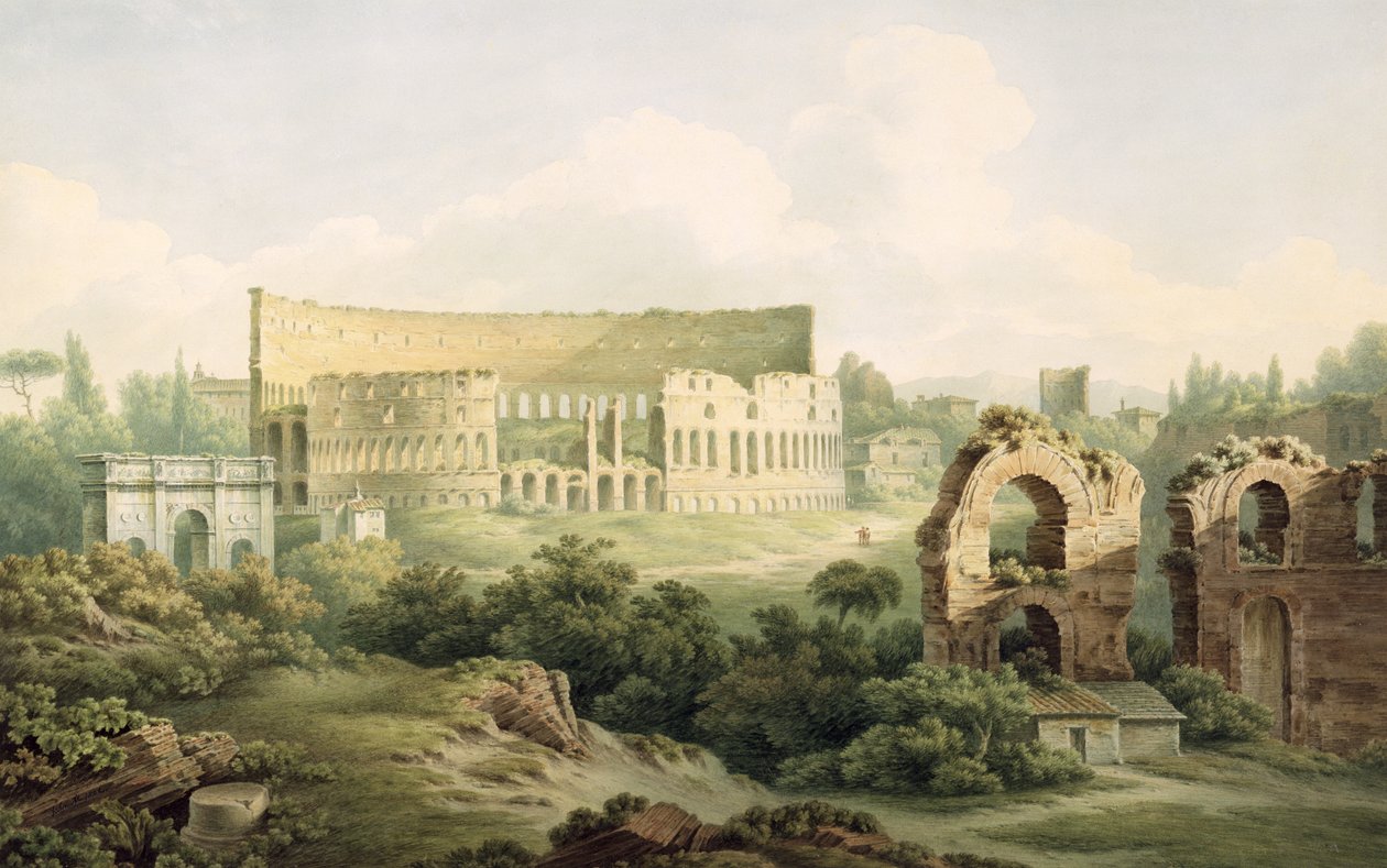 الكولوسيوم ، روما ، 1802 (مرحاض فوق الجرافيت على ورق منسوج) بواسطة جون وارويك سميث