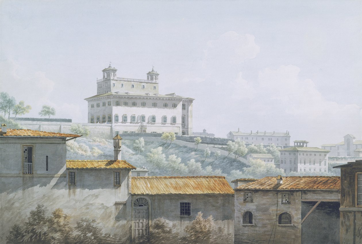 فيلا ميديتشي ، روما ، 1784 (مرحاض فوق الجرافيت على الورق) بواسطة جون وارويك سميث