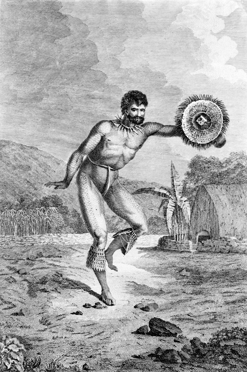 رقص رجل من جزر ساندويتش ، منقوش من قبل مايرز ، ج .1785 بواسطة جون ويبر