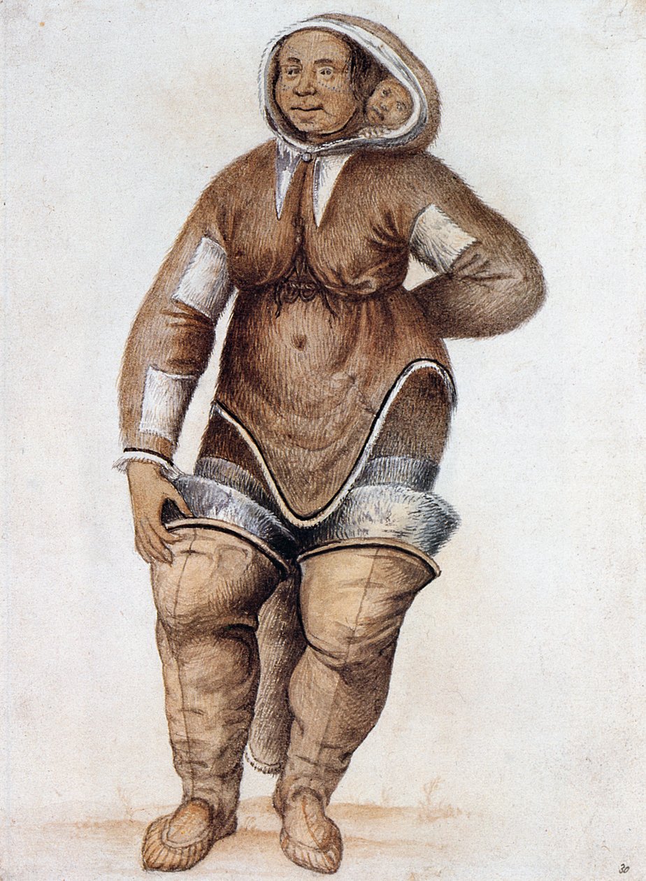 Eskimo (Inuit) امرأة وطفل بواسطة جون وايت