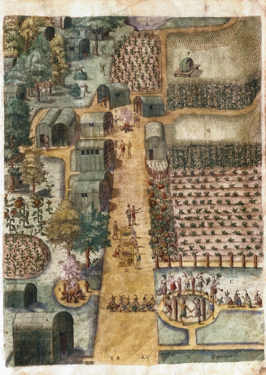 قرية سيكوتون الهندية ، c.1570-80 (انظر 1692) بواسطة جون وايت